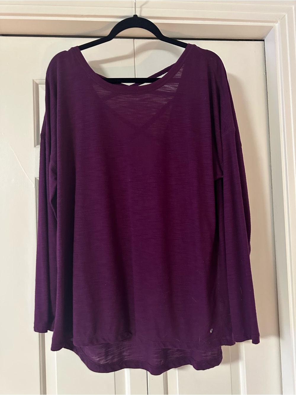 Xersion Long-Sleeve Relaxed Top in Plum